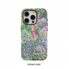 Glossy 2-In-1 Phone Case Featuring Oil Painting Flowers Inspired By Monet, Designed For Iphone17, 16 Pro Max, 15 Pro, 13, 11, 12, XS, 8 Plus, And 7 With Double Layer Protection. - trắng - Xem 1