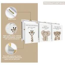 三件套手绘动物主题儿童房墙画 - 励志圣经经文印花，包含长颈鹿、大象和狮子图案，木框/帆布材质 - 婴儿房装饰、家居装饰、中性圣经经文、现代波西米亚风格儿童房装饰、迎婴派对装饰 - 彩色 - 查看 8