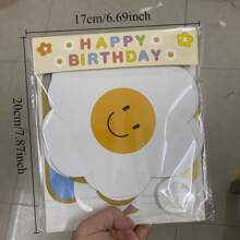 1set Macaron Color Series Birthday Pull Flag, Paper Sunflower & Daisy Pull Flowers, Party Decorative Banner, INS-Style Girl's Birthday Scene Props