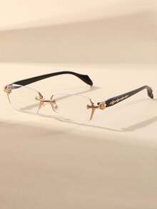男士钻石边缘金属奢华时尚透明眼镜，适合日常佩戴、学习、看电视、玩电脑游戏