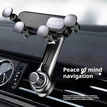 黑色车载手机支架，重力汽车出风口支架 360 度旋转吸盘手机支架用于导航，卡通伸缩微型批发