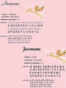 定制手工不锈钢足球皇冠吊坠项链 - 个性化“茉莉花”名字雕刻，金链，足球迷珠宝礼物 - 彩色 - 查看 8