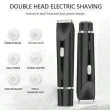 Glow Aura damesscheerapparaat, nieuw 2-in-1 elektrisch scheerapparaat voor nat en droog lichaam, IPX7 waterdicht scheerapparaat voor bikinilijn met dubbele kop voor dames, zomer, batterijcapaciteit: 400 mAh