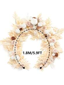 6FT Eucalyptus Garland With Flowers Greenery Floral Vine Garland For Table Decor Wedding Centerpieces - 1pc beige - 查看 3