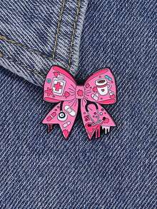 Broche con diseño de estetoscopio y lazo, un regalo de graduación perfecto para médicos internos y enfermeras, accesorio lindo para trabajadores de la salud - Rosa Fucsia - Ver 4