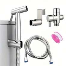 Stainless Steel Handheld Bidet Sprayer (Single Hand Sprayer/Or Complete Bidet Sprayer Set) - Modern High Pressure Toilet Faucet, Brushed Metal Finish, No Batteries Or Electricity Required, Handheld Bidet Sprayer, Single Hole Mount Bathroom Bathroom Accessories Bathroom Tools