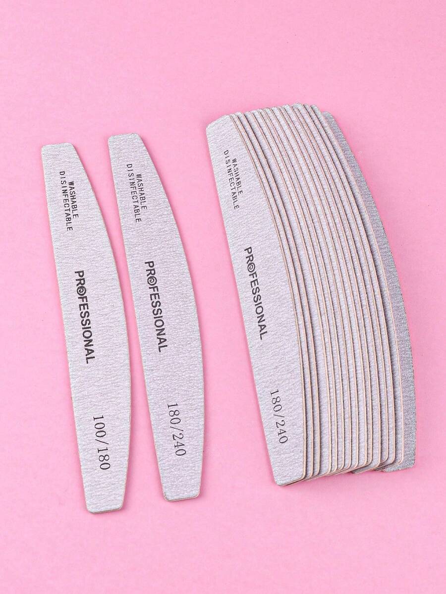 3支/5支/10支/25支/50支装灰色薄木质指甲锉 - 100/180/240目双面砂纸指甲锉，可水洗，可重复使用，适用于天然指甲和亚克力指甲的美甲工具，家用和沙龙美甲用品，美甲工具，美甲艺术工具，返校季，指甲，美甲工具（适用于贴片指甲） - 彩色 - 查看 1