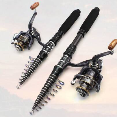 1.5m 1.8m 2.1m 2.4m 2.7m 3.0m Carbon Portable Telescopic Fishing Rod Fast Action Spinning Rod Easy Carry Carp Trout Bass Rod Fishing Goods