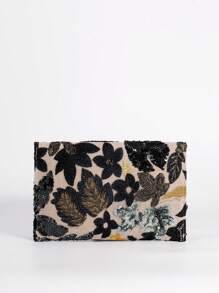 Bolso de mano/clutch de mujer con bordados de lentejuelas, diseño de contraste de costura, elegante y versátil, adecuado para fiestas, bodas, compras, citas, regalos de vacaciones (patrones cortados al azar)