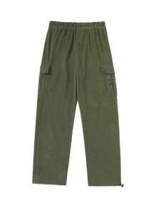 Men's Loose Wide Leg Straight Casual Corduroy Cargo Pants