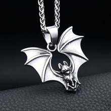 1pc Stainless Steel Punk Style Bat Pendant With 60cm Chain Necklace, Unisex Everyday Wear