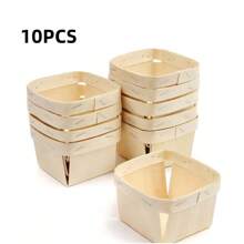 2pcs/5pcs, Wooden Gift Basket, Wooden Basket Square Wooden Gift Box, Wooden Berry Basket For Picking Fruits Or Arts, Crafts And Decorations, Christmas Wedding Birthday Party Picking Fruit Gift Box, Packaging Box, Candy Box, Chocolate Packaging Boxes, Party Favors, Birthday Decorations, Wedding Decorations, Party Supplies,School Supplies