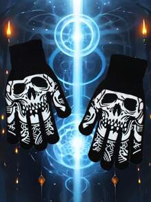 1 Pair, 2025, New, Halloween, Christmas, Men, Women, Skull, Bone Claw, Gloves, Outdoor, Cycling, Warm, Knitted Gloves