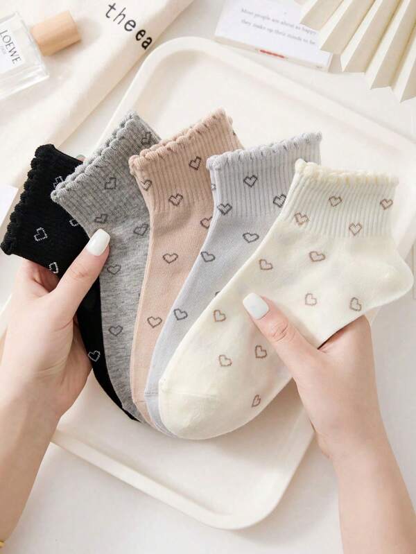 5 Pairs Solid Color Versatile Socks, Breathable, Comfortable, Absorbent Short Socks Suitable For Daily Wear, Sports, Office, Casual Style, All Seasons
