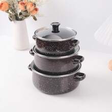 3 件套多功能搪瓷炊具套装，轻巧，带玻璃盖，汤锅，炖锅，不粘锅，易于清洁，适用于燃气、电和电磁炉 - 耐用的厨房必需品，适合家庭和餐厅使用，非常适合户外露营、家庭厨房和餐厅 - 琺瑯三件套 - 查看 12