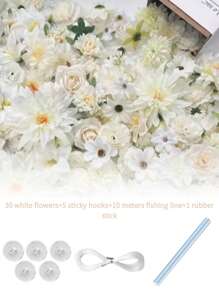 1pc Monochrome Series Floating Artificial Flowers Curtain, Creative Photography Prop, Indoor Outdoor Floral Decor, Plastic Fake Flower Petals Waterfall, Romantic Wedding Backdrop, 3-10cm Random Size, Decoration Material Pack