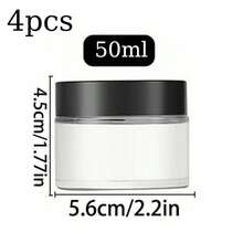 4 piezas Tarro de vidrio con tapa, recipiente circular transparente, tarro de viaje con forro interior y tapa negra, usado para almacenar exfoliantes de labios y Body, lociones, mantequillas corporales, sales de baño, líquidos