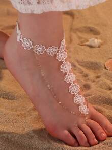 1 件创意蕾丝边度假风格女式脚链 - 彩色 - 查看 1