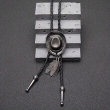 1pc Vintage Western Cowboy Bolo Tie, Fashion Necklace Cord Accessory Set - Multicolor - View 14