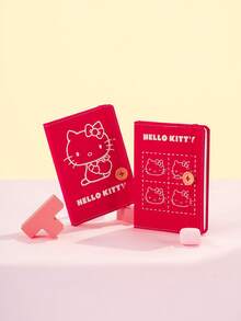 1pc Genuine  Fabric Hardcover A6 Notebook, Cartoon Cute Kitty Colorful Pages, Button Decorated Journal, Stationery Gift For Kids Back To School - Multicolor - View 6