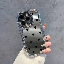 Funda para teléfono (1 unidad). Diseño moderno para phone 15/14. Color plata brillante. Compatible con phone 11 Pro/12/13/14/15/16. Diseño ondulado distintivo. Ideal para mujeres que aprecian los accesorios de lujo. - Blanco - Ver 2