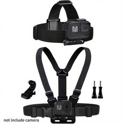 3/5/6 piezas Accesorios para cámara de acción: arnés de pecho, chaleco, correa para la cabeza compatible con Hero 13, 12, 11, 10, 9, 8, 7, 6, 5, 4, Session, 3+, 3, Hero (2018), Fusion, Osmo Action, AKASO