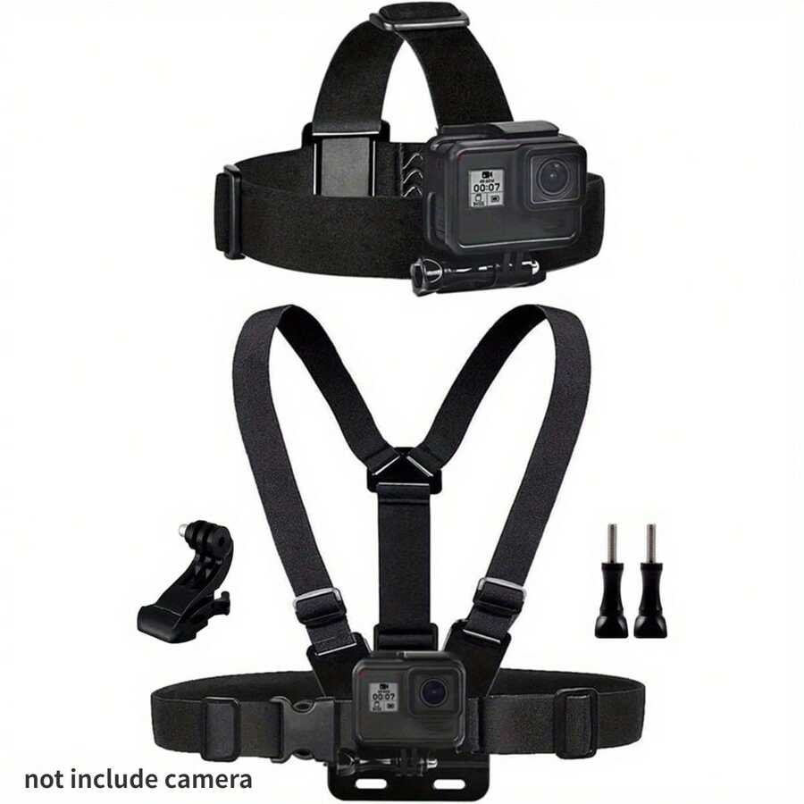 3/5/6件套运动相机配件胸带背心式头带，适用于Hero 13、12、11、10、9、8、7、6、5、4、Session、3+、3、Hero (2018)、Fusion、Osmo Action、AKASO等运动相机。 - 彩色 - 查看 1