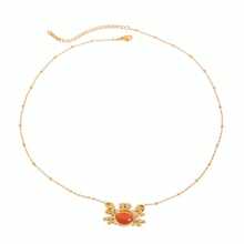 Uworld Metal Red Crab Pendant Necklace Stainless Steel Women Charm Ocean Wind Beach Jewelry 18k Gold PVD Stylish