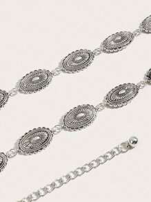 1pc Plus Size XXL XXXL XXXXL Western Style Vintage Floral Engraved Textured Metal Waist Chain Belt, Suitable For Beach, Vacation, Party Fall, Autumn, Halloween