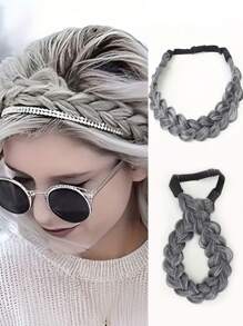 Crimp And Fluffy Braided Headband 3 Strands Synthetic Hair Braid Fashion Chunky Wide Thick Elastic Braid Headbands 14inch