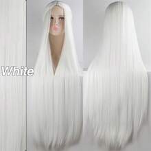100cm Long Straight Synthetic Lolita Wig For Halloween Party Cosplay, Available In Gold, Blue, Red, Pink, Green, Purple, Suitable For Women Halloween Party - Multicolor - View 15