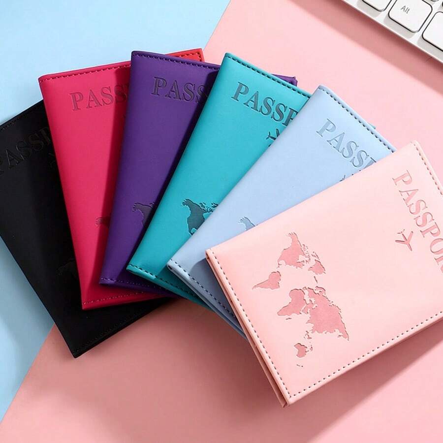 1pc PU Leather Passport Holder Cover, Ticket & Document Organizer - Multicolor - View 1