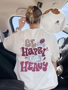 Áo thun họa tiết mùa hè dành cho nữ - Áo thun dạo phố thường ngày, họa tiết tươi sáng, cổ tròn, áo thun mùa hè - trắng - Xem 4