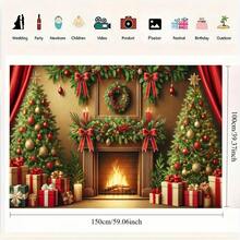 Toile de fond de Noël en polyester 2D - Polyvalente, convient pour les fêtes et la photographie, sans éclairage requis, décoration de fête de Noël