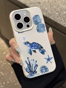 1 pieza Funda de teléfono suave, impermeable, a prueba de golpes y antideslizante con diseño minimalista de coral y caracol marino, compatible con Apple y otros teléfonos - Multicolor - Ver 5
