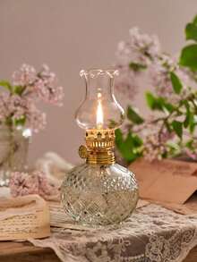 1 szt. Szklana lampa naftowa Rustykalna duża zabytkowa szklana lampa naftowa Antyczne lampy naftowe do użytku w pomieszczeniach Oświetlenie awaryjne Komora lampy przeciwhuraganowej (nie zawiera płynu)