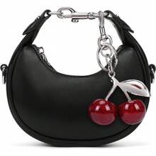 ¡RecomendadoJQWSVE - Bolsas pequeñas con asa superior para mujer, mini monederos, bonitas bolsas cruzadas con cereza¡Top de Temporada - C01-negro - Ver 2