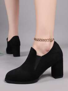 Bottes à top bas flatteuses, bottes anti-dérapantes de style britannique pour femmes, bottes de cheville à talon épais polyvalentes et , bottes nues pour femmes au printemps et en automne