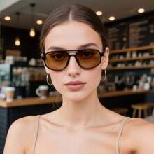 1 pieza Gafas de moda vintage ovaladas, estilo retro y sencillo, con montura pequeña personalizada, forma de aviador para mujeres y hombres