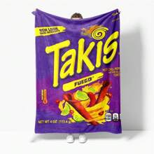 1 件卡通零食印花毛毯，超柔软舒适法兰绒毛毯，适合居家、旅行、沙发或床上使用，精美礼品