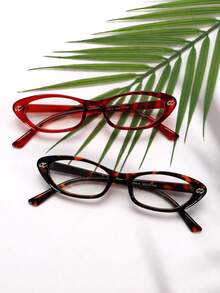 2 buc ramă mică ovală cat eye ochelari de soare la modă ramă transparentă ochelari transparenți accesorii metalice retro personalizate versatile pentru bărbați și femei ramă ochelari de soare transparentă potrivită pentru purtarea zilnică fotografie stradală citit scriere naveta turism vacanță accesorii plajă