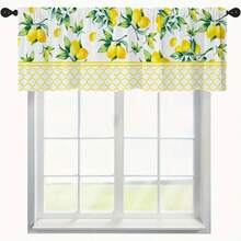 1pc Summer Lemon Theme Home Valance, 54x18in, Watercolor Yellow Lemon Fruit And Green Leaf Decorative Pattern, Modern Art Style, Suitable For Bedroom, Living Room Kitchen, Cafe And Other Holiday Curtain Valance Decoration Supplies - Multicolor - View 6