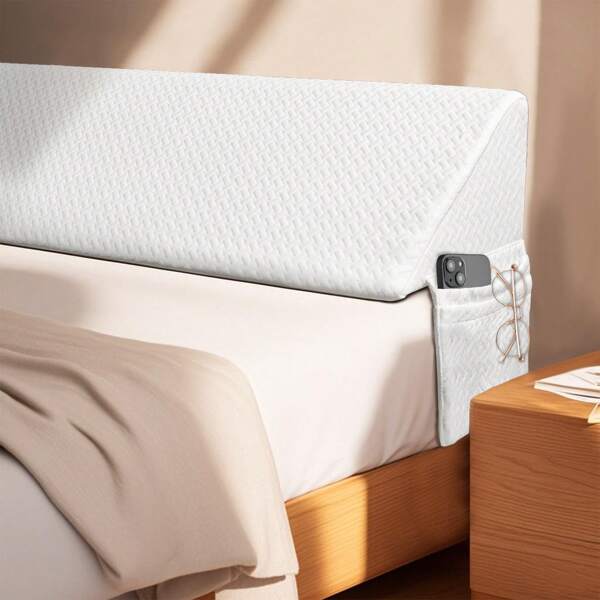 [Long Bolster Triangle Bed Pillow] Three Sizes Bed Wedge Pillow With Side Pocket, Bolster Triangle Pillow, Long Gap Filler, Bolster Pillow For Bed, Close The Gap Between Your Mattress And Headboard