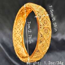 1pc Middle Eastern Style Open Bracelet, Elegant Women Jewelry Accessory, Luxury Bridal Open Bangle Bracelet