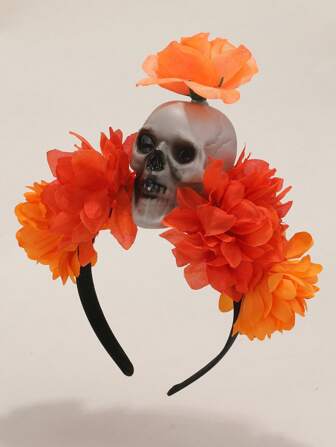 Halloween Rose Headband Floral Mexican Crown Skull Gothic Headpiece For Women, Day Of The Dead, Cosplay, Wedding, Masquerade, Skeleton Party