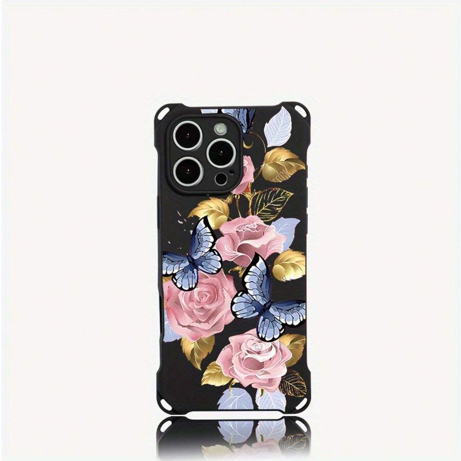 Funda para teléfono 1 pieza El diseño azul y de patrón de las cuatro esquinas se puede utilizar para colgar el teléfono, adecuado para el TPU impreso suave de 13 Pro 15 Plus 14 16 12 - Colores mixtos 2 - Ver 1