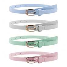 3 pezzi/1 pezzo/5 pezzi Cintura in metallo a forma di U, con fibbia sottile alla moda, in PU casual, decorazione con fibbia a perno per vestiti, maglioni, cappotti