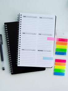 week plan 1pc 52-Week Undated Weekly Planner,+Color-Coded Tab Stickers,A5 Daily Planner Notebook With Weekly Task List,Habit Tracker,Meal Planner & Daily Breakdown,Designed To Balance School, Work & Wellness,Back To School Supplies - Multicolor - View 3