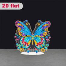 5D DIY 钻石艺术绘画套装，办公桌装饰蝴蝶设计，圆形钻石艺术，亚克力动物主题工艺品，节日礼物装饰，圣诞礼物