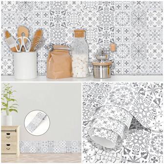 1pc Mandala Design Colorful Tile Decorative Grout Cover, Kitchen Backsplash Wall Sticker, Waterproof PVC Decorative Wallpaper